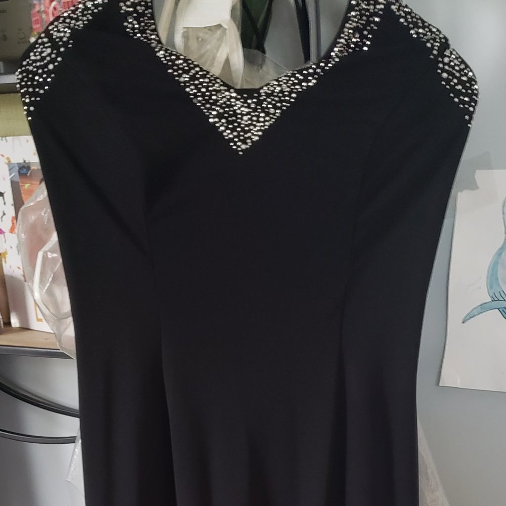 Woman's Stunning Haltered Black Strappy Dress